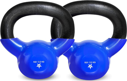 Yes4All Vinyl Coated Cast Iron Kettlebells (5-65 lbs) for Strength Training and Full Body Workouts