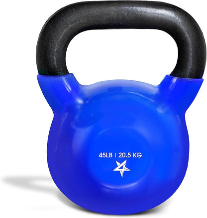 Yes4All Vinyl Coated Cast Iron Kettlebells (5-65 lbs) for Strength Training and Full Body Workouts