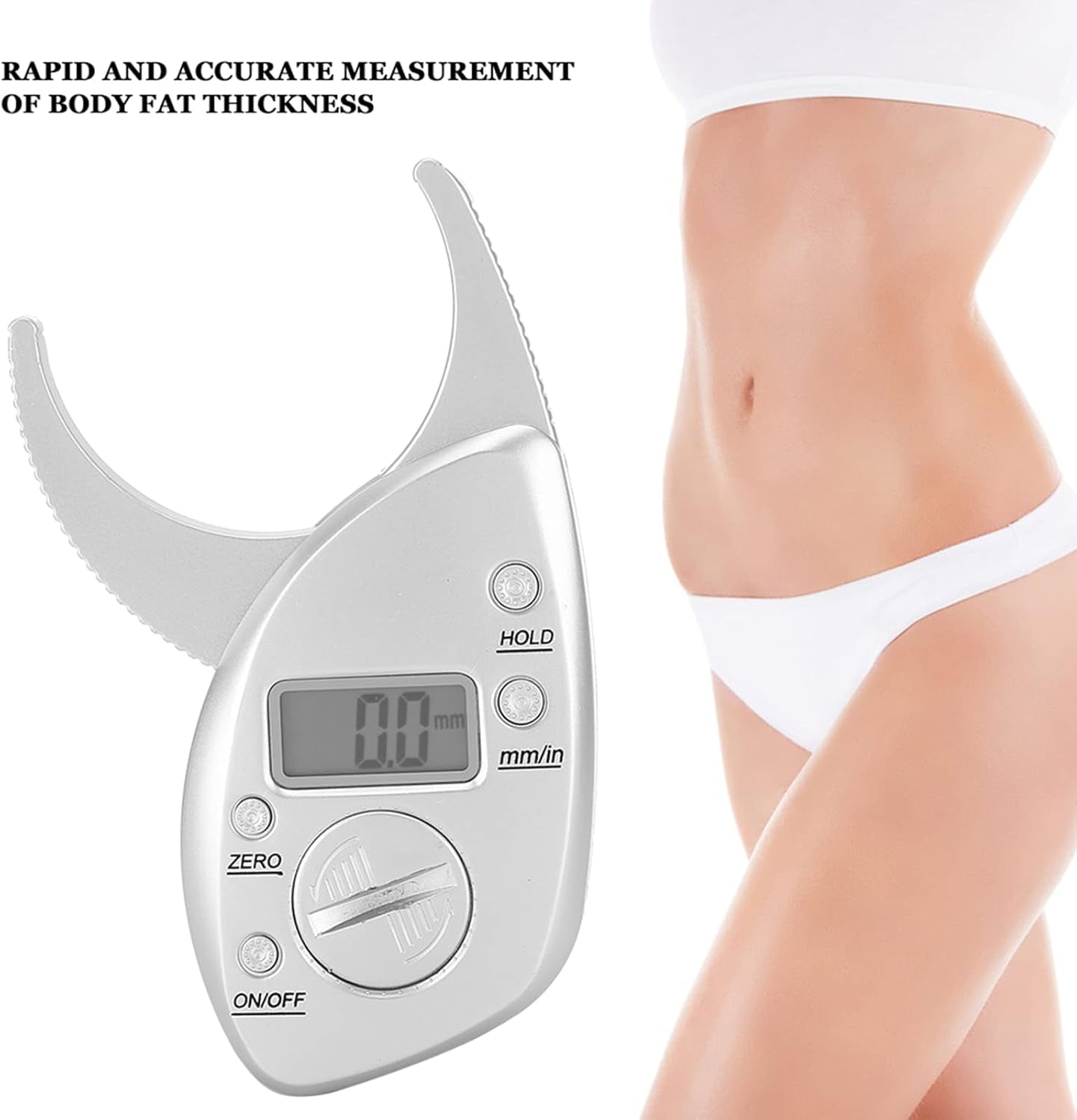 Portable Digital Body Fat Caliper with LCD Display - Handheld Skin Fat Measurement Tool for Home Use