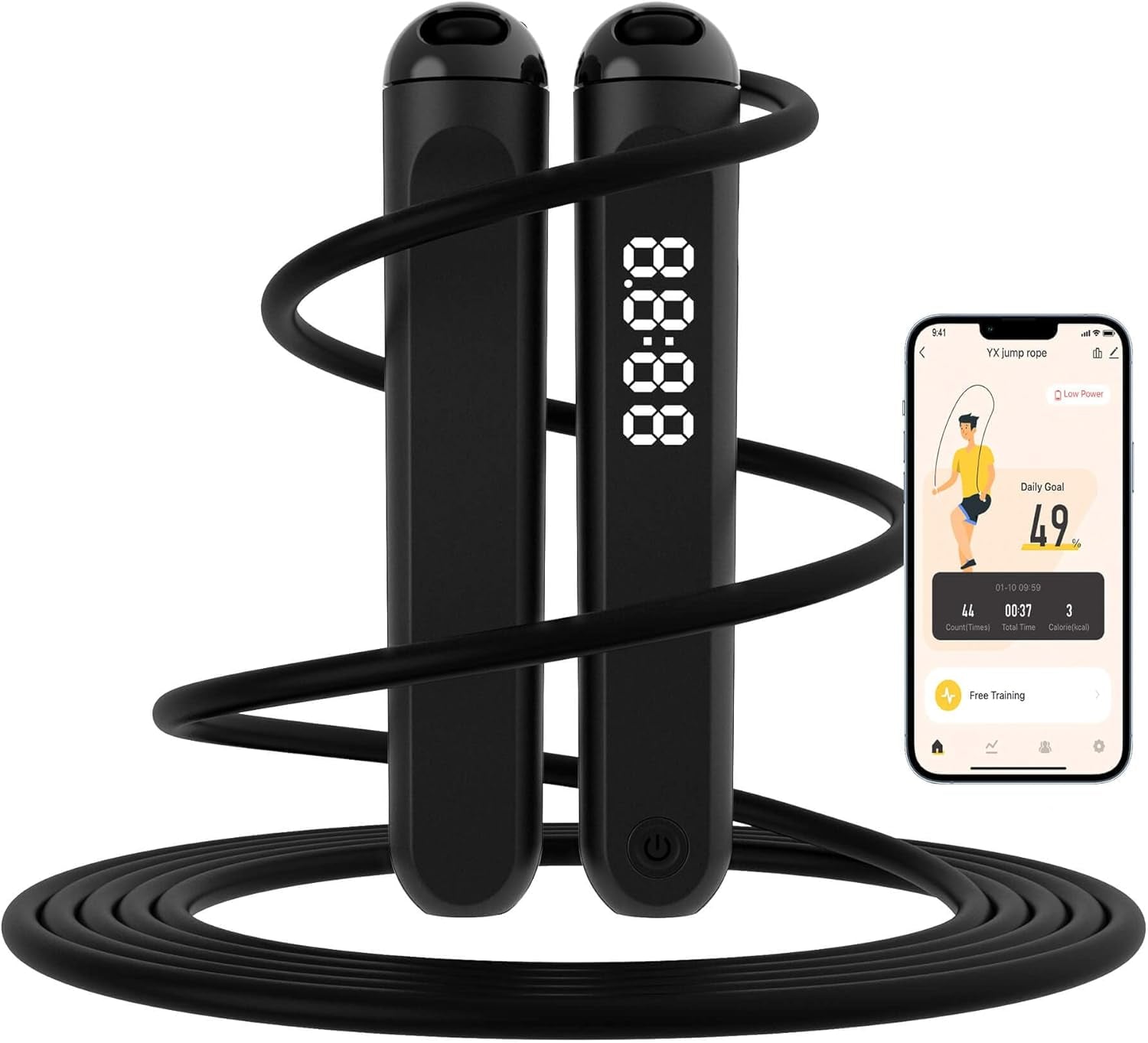 Tangle-Free Rapid Speed Jump Rope with Counter and App for Fitness - Ideal for Home Workouts for Adults and Kids