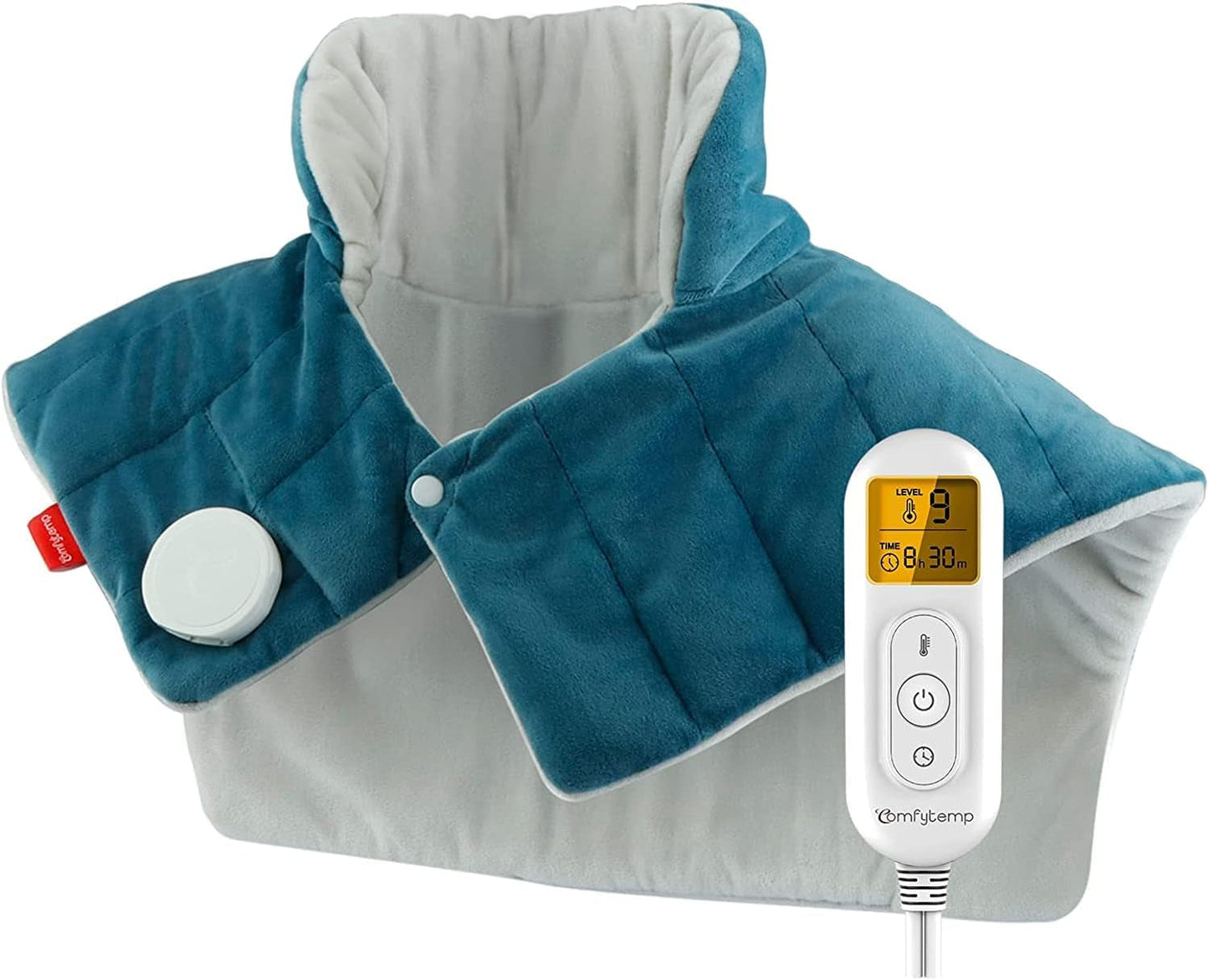 Comfytemp Weighted Electric Heating Pad for Neck, Shoulders, and Back - FSA HSA Eligible, 2.6 lb Large Heated Wrap with 9 Heat Settings and 11 Auto-Off Features, Ideal Pain Relief Gift for Men and Women