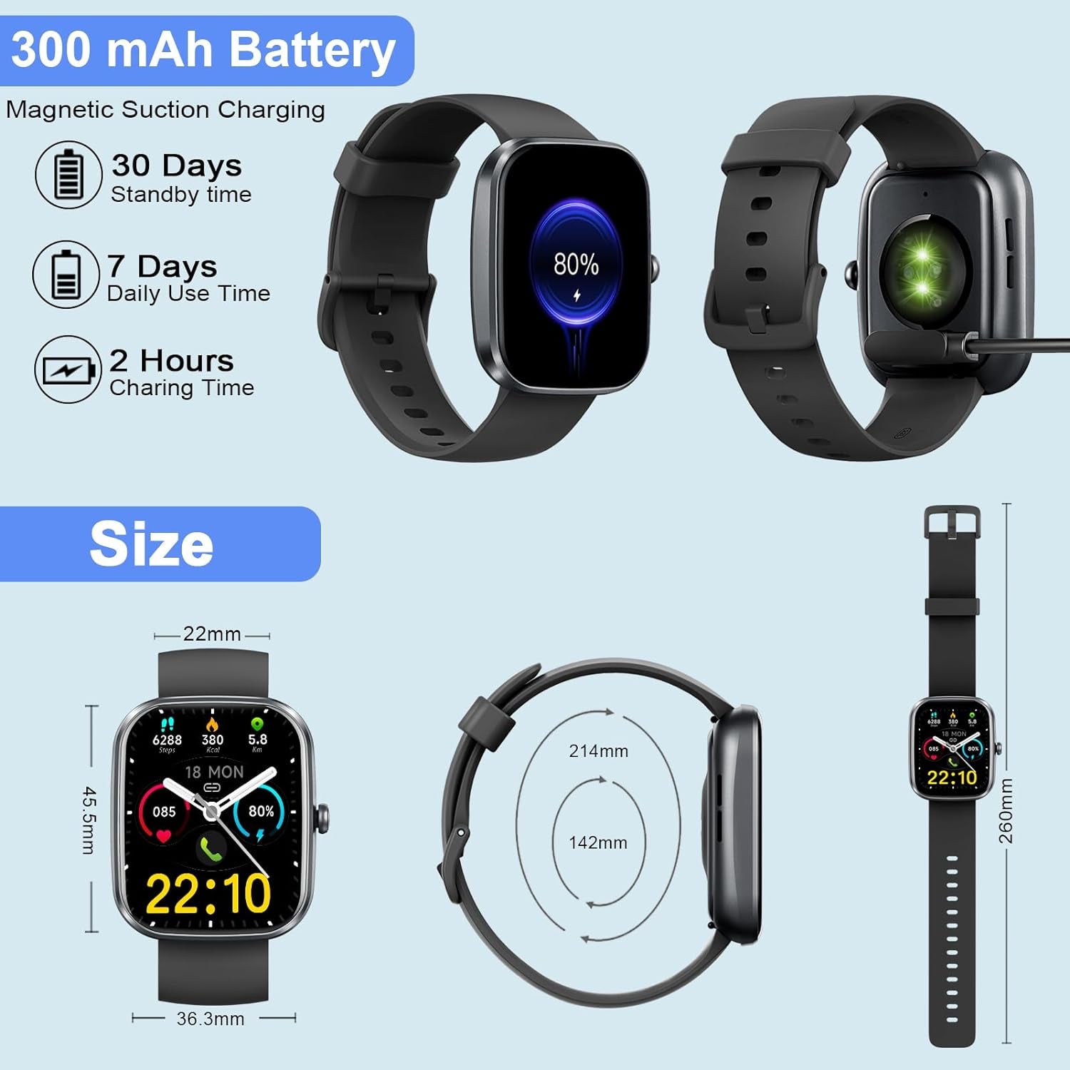 Smartwatch with 1.91" Display for Men and Women, Call Functionality, Fitness Tracker with 100+ Sport Modes, IP68 Waterproof, Heart Rate, Sleep, and SpO2 Monitoring, Pedometer, and Activity Tracker for Android and iOS