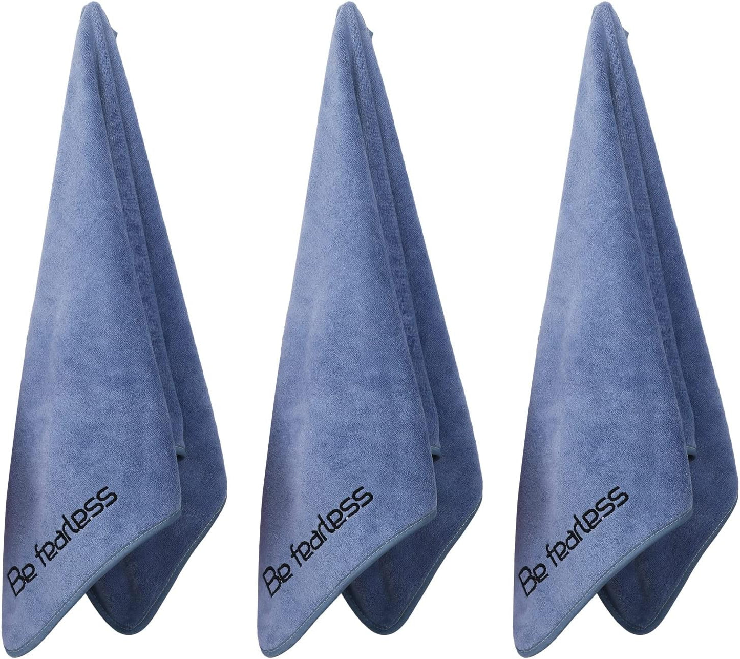 Premium Microfiber Gym Towels - Extra Large, Ultra Soft, Quick-Drying (3 Pack: Grey, Blue, Purple) - 380 GSM, 15" x 31" - Ideal for Fitness and Sports Activities