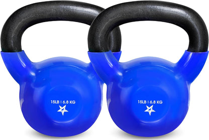 Yes4All Vinyl Coated Cast Iron Kettlebells (5-65 lbs) for Strength Training and Full Body Workouts