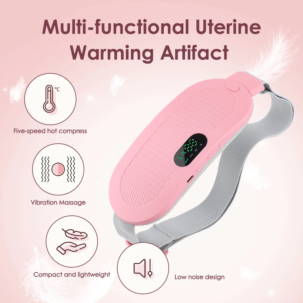 Menstrual Heating Pad for Women Cramps Period Pain Relief Device Vibration Abdomen Waist Massager Physiotherapy Warm Palace Belt