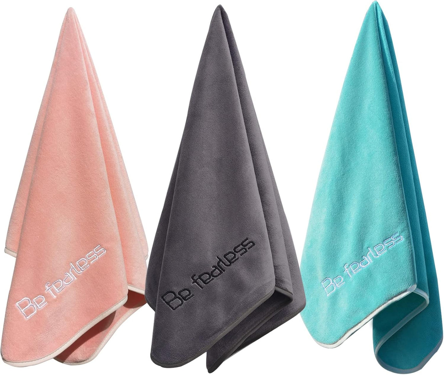 Premium Microfiber Gym Towels - Extra Large, Ultra Soft, Quick-Drying (3 Pack: Grey, Blue, Purple) - 380 GSM, 15" x 31" - Ideal for Fitness and Sports Activities