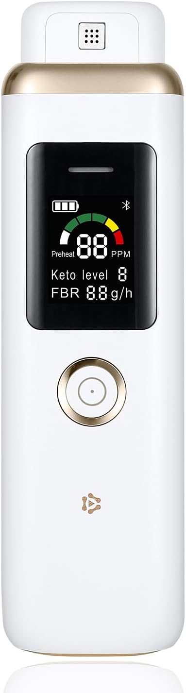 Professional Ketone Breath Analyzer for Acetone Measurement - Advanced Monitoring of Fat Metabolism and Ketosis Levels for Low Carb and Ketogenic Diets | Portable, High-Precision Device