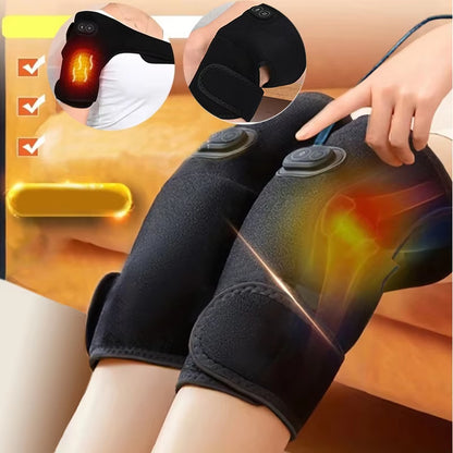 Electric Shoulder Brace Heated Knee Massager Vibration Massage Black Support Strap with Adjustable Three Levels of Heating