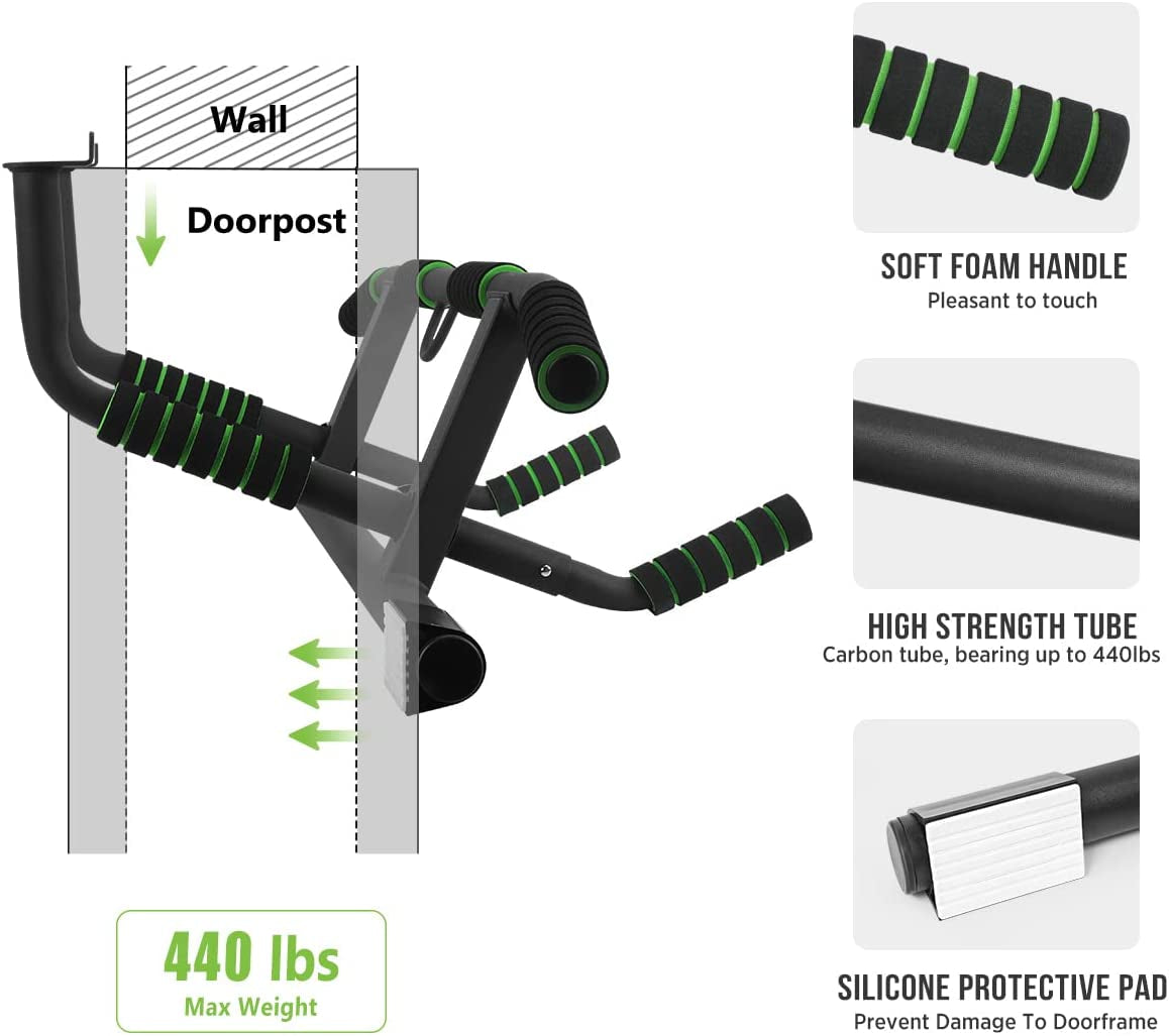 2024 Enhanced Multi-Grip Pull-Up Bar with Innovative Larger Hooks Technology - USA Patented Design, Shipping, and Warranty Included