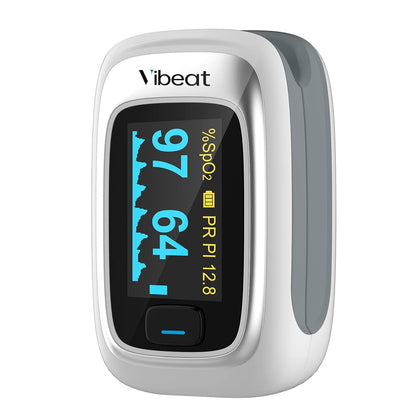 Vibeat Fingertip Pulse Oximeter - Portable Blood Oxygen Saturation and Pulse Rate Monitor with Batteries and Lanyard Included