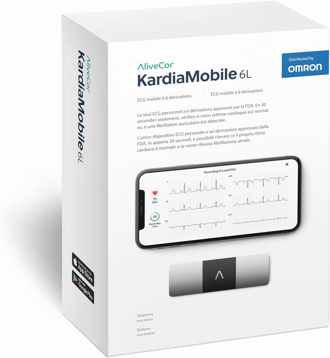 Kardiamobile 6-Lead Personal EKG Monitor - Comprehensive Heart Monitoring with Afib and Irregular Arrhythmia Detection - Instant Results in 30 Seconds - Compatible with Most Smartphones - FSA/HSA Eligible