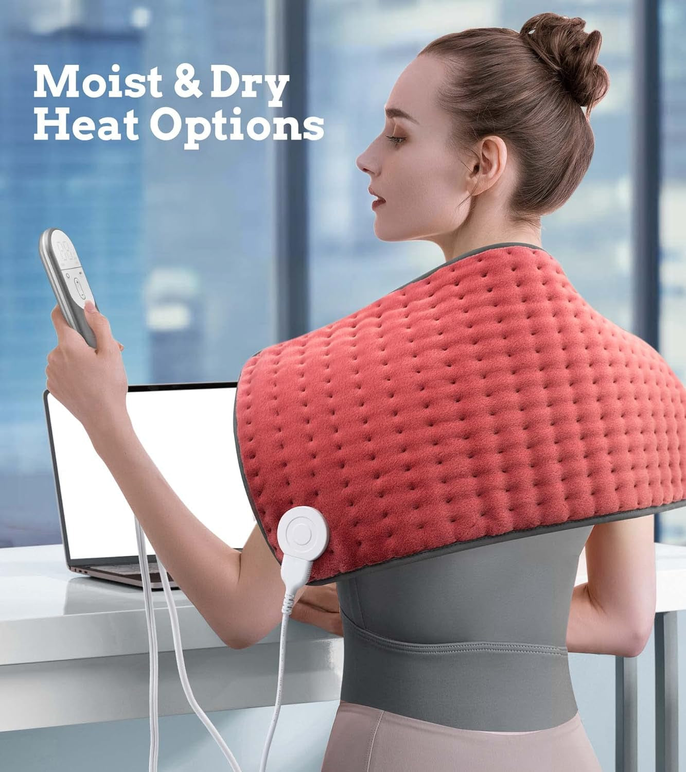 Extra Large Heating Pad for Back, Neck, and Shoulder Pain Relief - Moist and Dry Heat Options, Auto-Off Feature, Machine Washable - Ideal Gift for Men and Women