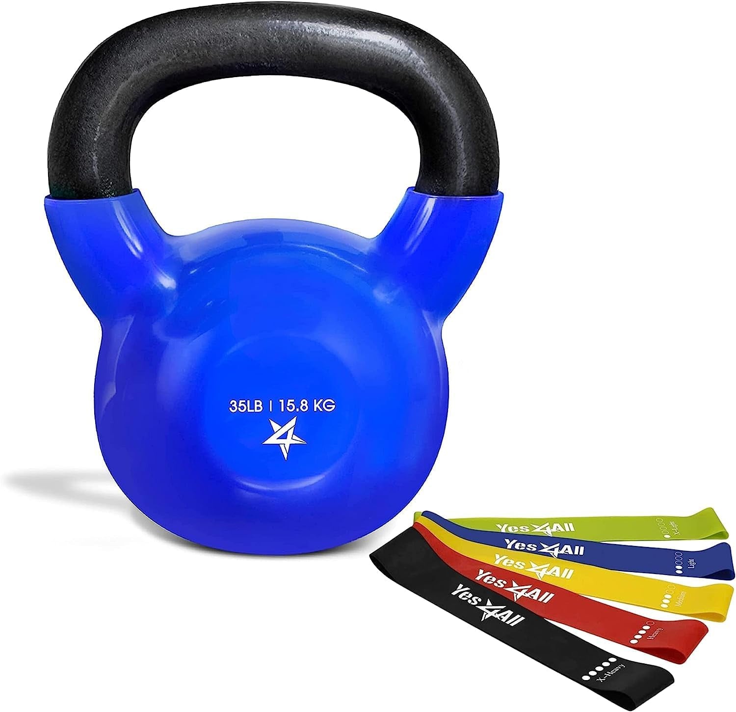 Yes4All Vinyl Coated Cast Iron Kettlebells (5-65 lbs) for Strength Training and Full Body Workouts