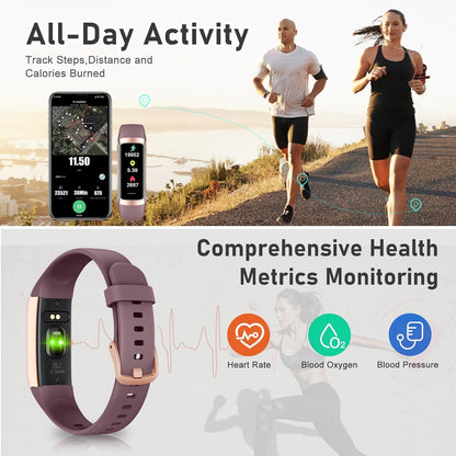 Advanced Fitness Tracker with Heart Rate Monitor, Sleep Analysis, and Activity Tracking - 1.10" AMOLED Touchscreen Pedometer Watch for All Ages