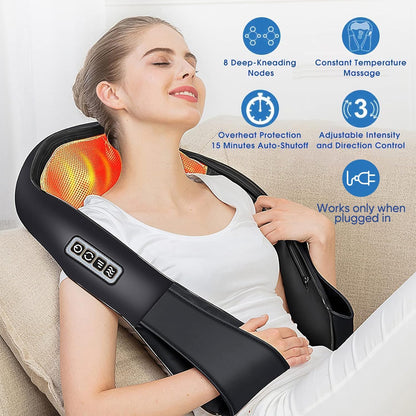 AERLANG Shiatsu Deep Tissue Back and Neck Massager with Heat - Electric 4D Massage Pillow for Father's Day Gifts from Daughter (Non-Cordless)