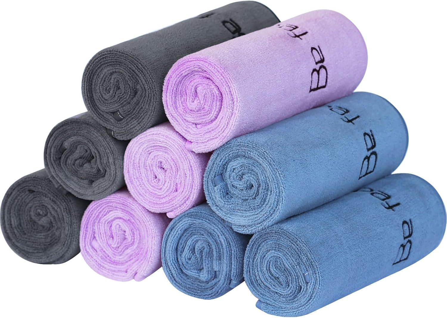 Premium Microfiber Gym Towels - Extra Large, Ultra Soft, Quick-Drying (3 Pack: Grey, Blue, Purple) - 380 GSM, 15" x 31" - Ideal for Fitness and Sports Activities