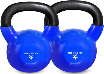 Yes4All Vinyl Coated Cast Iron Kettlebells (5-65 lbs) for Strength Training and Full Body Workouts