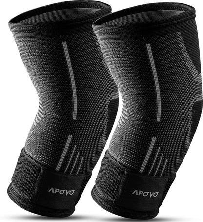 APOYO Elbow Brace for Tendonitis and Tennis Elbow - Compression Sleeve for Arthritis Relief and Joint Pain Reduction during Fitness Activities (Large)