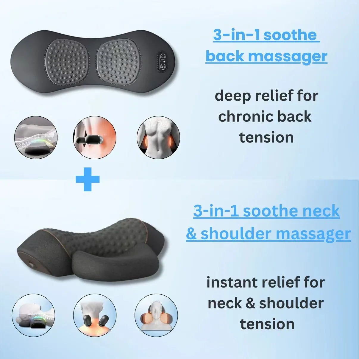 Soothe-3-In-1 Back Massager Waist Pillow Bed Sleeping Waist Protection Pad Electric Massage Lying Flat Waist Pain Waist Massager