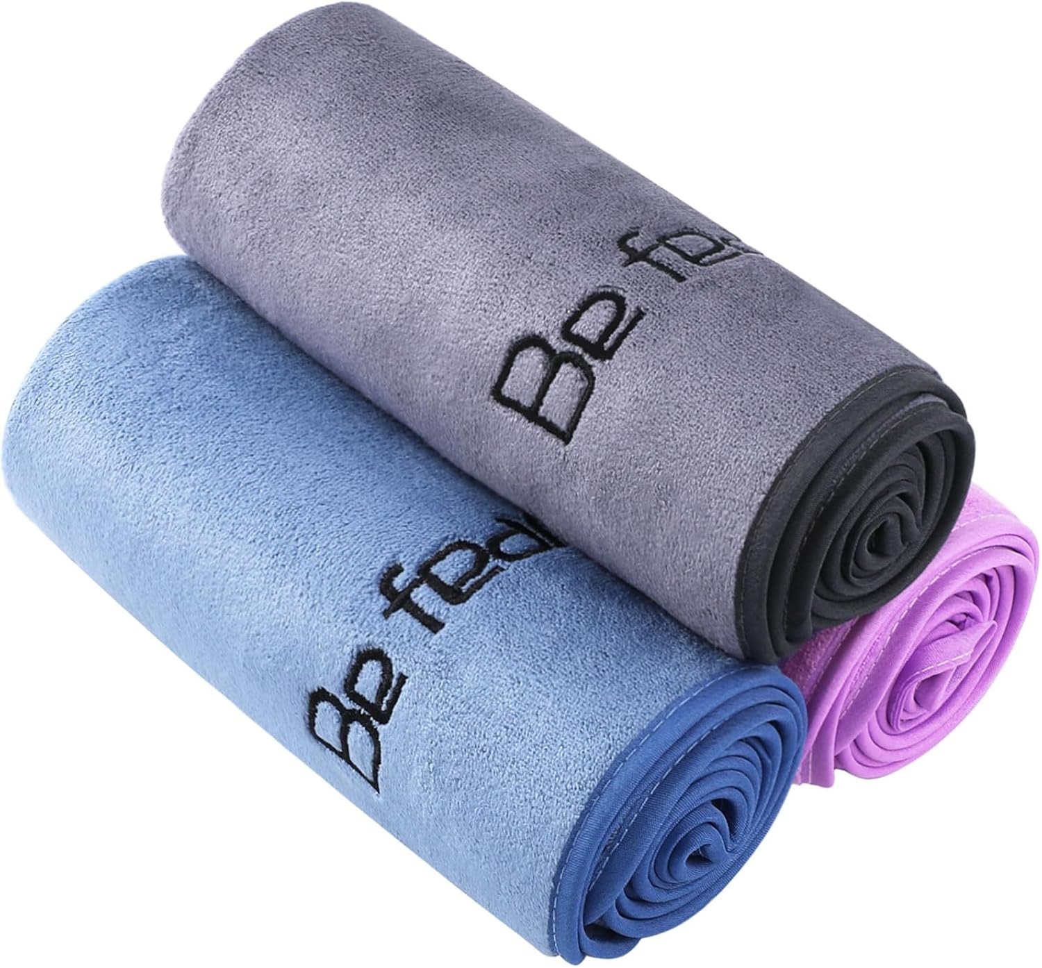 Premium Microfiber Gym Towels - Extra Large, Ultra Soft, Quick-Drying (3 Pack: Grey, Blue, Purple) - 380 GSM, 15" x 31" - Ideal for Fitness and Sports Activities