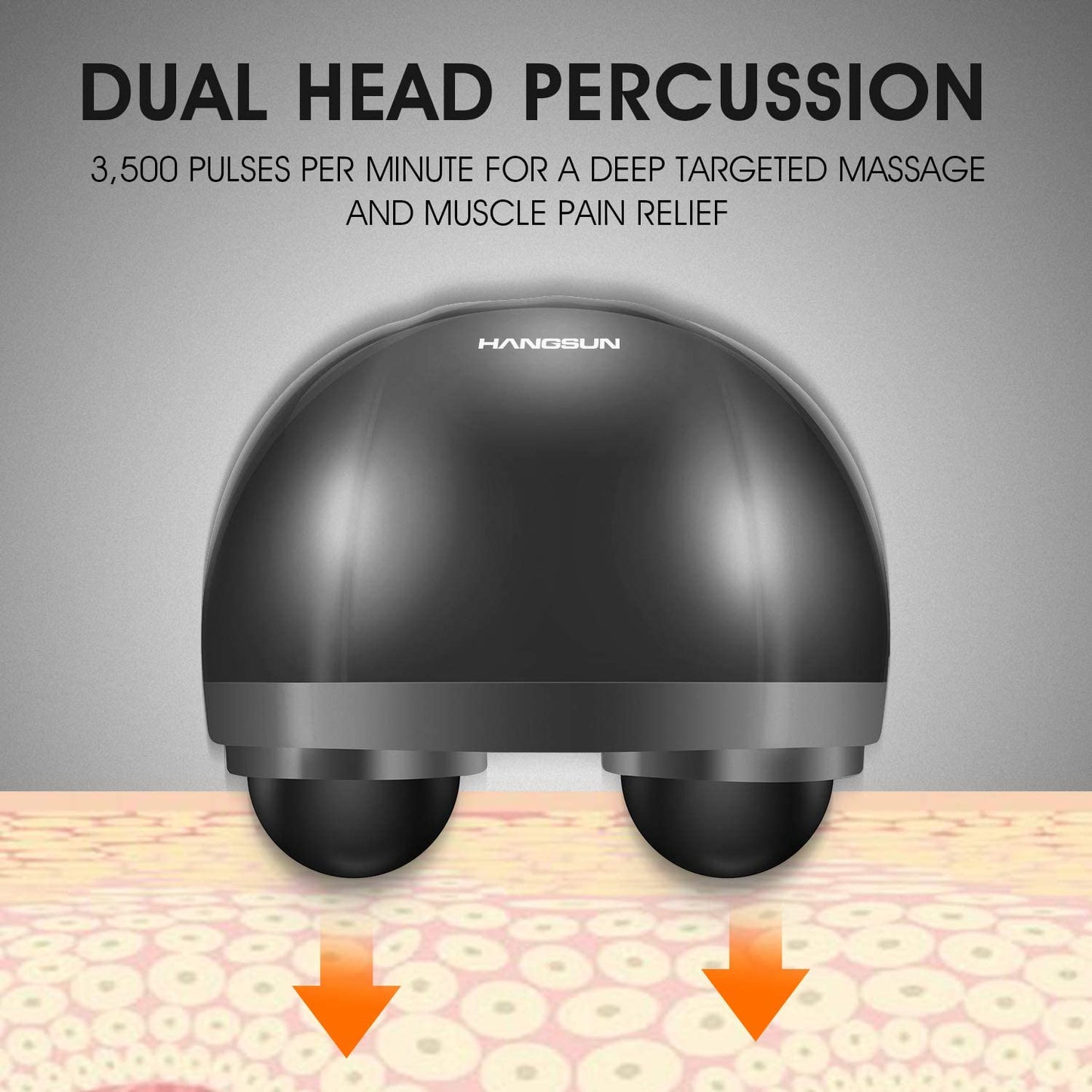 Hangsun Electric Handheld Neck and Back Massager for Deep Tissue Pain Relief, Double Head Percussion Massage for Full Body Relaxation, Ideal Christmas Gift for Men and Women