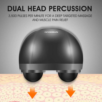 Hangsun Electric Handheld Neck and Back Massager for Deep Tissue Pain Relief, Double Head Percussion Massage for Full Body Relaxation, Ideal Christmas Gift for Men and Women