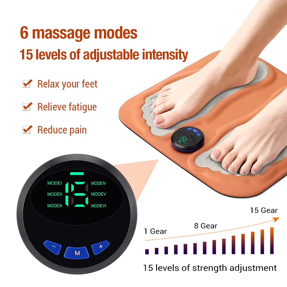 3D Smart Foot Massage Pad Feet Massager 6 Modes 15 Levelsimprove Blood Circulation Relax Muscles Slim Legs Rechargeable Foot Pad