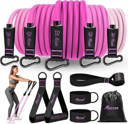 Professional Resistance Bands Set with Handles, Door Anchor, and Ankle Straps for Heavy Resistance Training, Physical Therapy, Body Shaping, Yoga, and Home Workouts