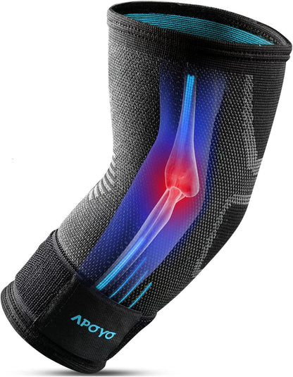 APOYO Elbow Brace for Tendonitis and Tennis Elbow - Compression Sleeve for Arthritis Relief and Joint Pain Reduction during Fitness Activities (Large)