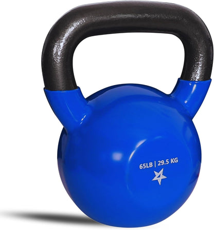 Yes4All Vinyl Coated Cast Iron Kettlebells (5-65 lbs) for Strength Training and Full Body Workouts