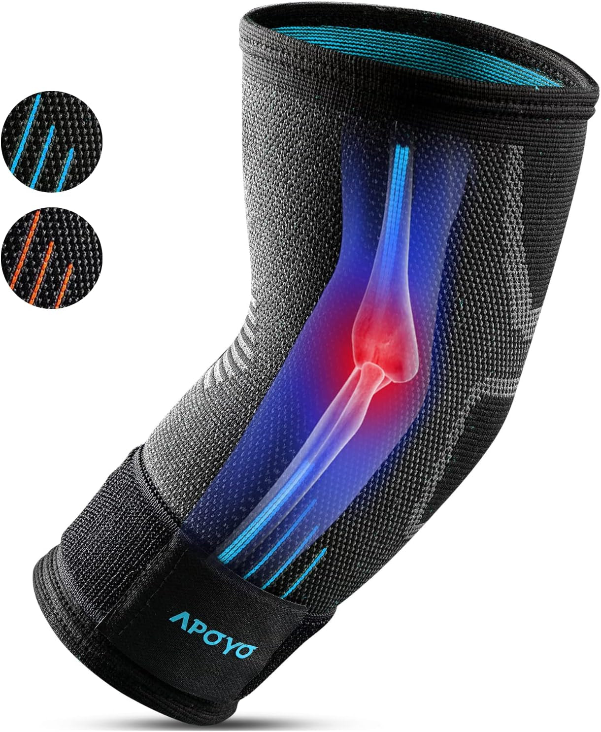 APOYO Elbow Brace for Tendonitis and Tennis Elbow - Compression Sleeve for Arthritis Relief and Joint Pain Reduction during Fitness Activities (Large)