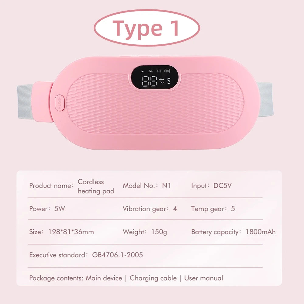 Menstrual Heating Pad for Women Cramps Period Pain Relief Device Vibration Abdomen Waist Massager Physiotherapy Warm Palace Belt