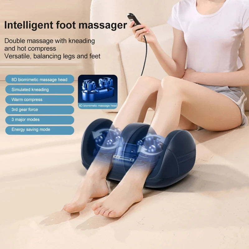 Super Big Electric Foot Leg Massager Deep Tissue Shiatsu Kneading Relax Heated Roller Calf Relieve Stress Care Foot Machine Tool